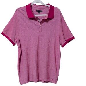 Michael Kors polo shirt men's Large collar embroidered logo short sleeve preppy